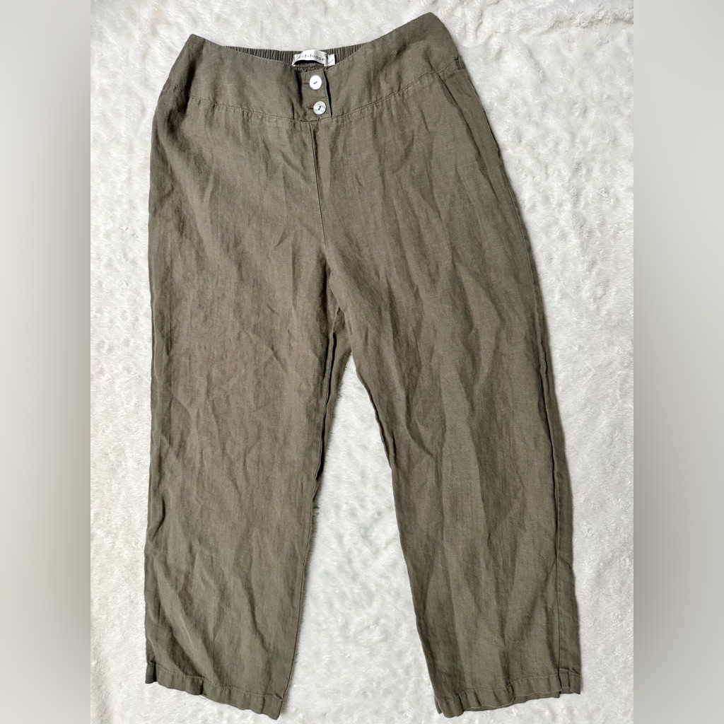 Cut Loose Cropped Linen Straight Leg Pant